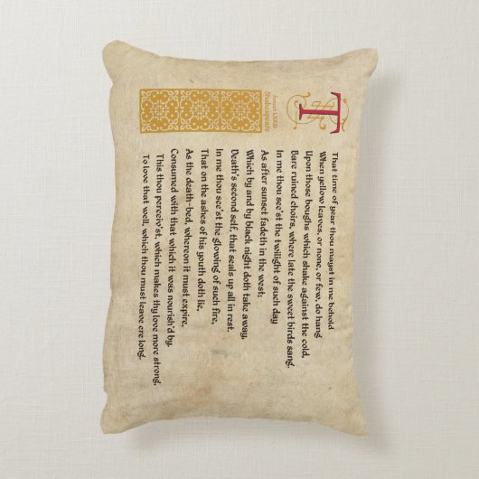 羊皮紙のシェイクスピアSonnet 73 (LXXIII) アクセントクッション (裏面(縦))