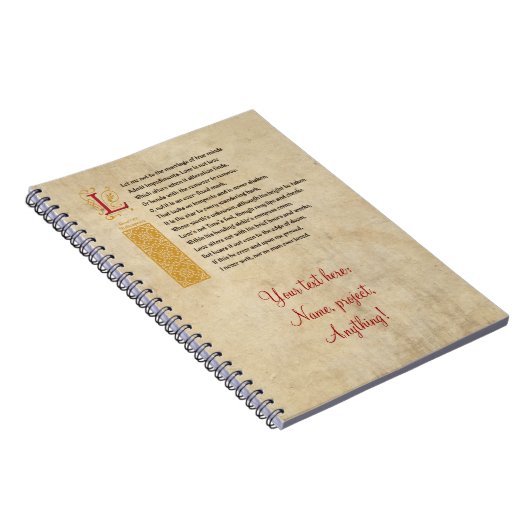 羊皮紙のシェークスピアのソネット116 (CXVI) ノートブック (右側)