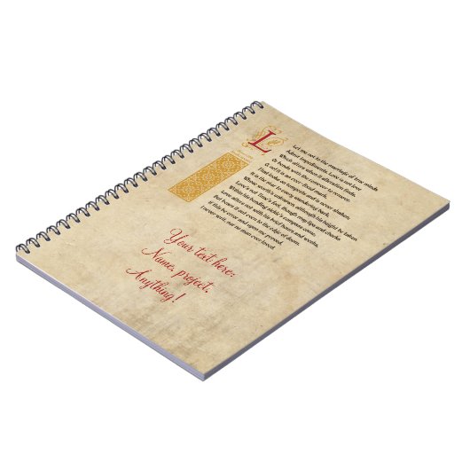 羊皮紙のシェークスピアのソネット116 (CXVI) ノートブック (左側)