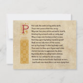 羊皮紙のシェークスピアのソネット146 (CXLVI) 招待状 (裏面)