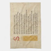 羊皮紙のシェークスピアのソネット18 (XVIII) キッチンタオル (縦)