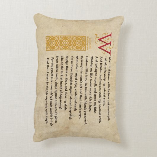羊皮紙のシェークスピアのソネット29 (XXIX) アクセントクッション (裏面(縦))