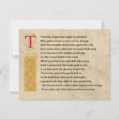 羊皮紙のシェークスピアのソネット73 (LXXIII) 招待状 (裏面)