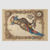 羊皮紙のステームパンクパロット – decompage - 薄葉紙 (正面)