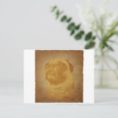 羊皮紙のパグ ポストカード (スタンド正面)