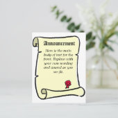 羊皮紙の巻物スタイルのお知らせ ポストカード (スタンド正面)