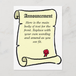 羊皮紙の巻物スタイルのお知らせ ポストカード