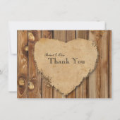 羊皮紙の木製の素朴なパーソナライズ感謝していしています サンキューカード (裏面)
