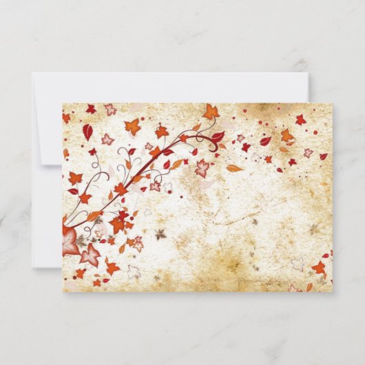 羊皮紙の渦巻のかえでの葉のヴィンテージの秋RSVP 出欠カード (裏面)