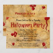 羊皮紙の血の飛沫 ハロウィンの招待状 招待状 (正面/裏面)