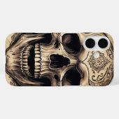 羊皮紙の表紙にインクで描かれたドクロの絵 Case-Mate iPhoneケース (裏面 (横))