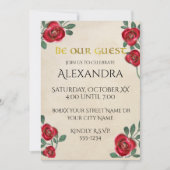 羊皮紙の赤いバラ 招待状 (正面)