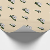 羊皮紙の金ゴールドのマグノリアの花 ラッピングペーパー (角)