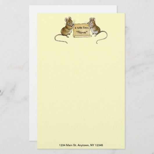 羊皮紙スクロールが付いている2つのかわいいネズミ-住所の… 便箋 (正面/裏面)