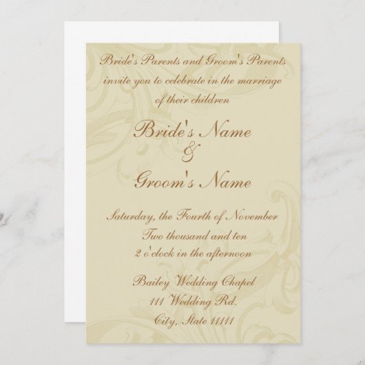 羊皮紙スクロール結婚式招待状 招待状 (正面/裏面)