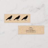 羊皮紙パターンの黒いカラスの鳥 スキニー名刺 (正面/裏面)