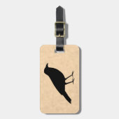羊皮紙パターンの黒いカラスの鳥 ラゲッジタグ (正面縦)