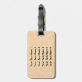 羊皮紙パターンの黒いカラスの鳥 ラゲッジタグ (裏面縦)