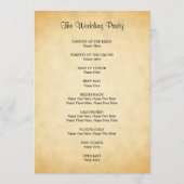 羊皮紙パターンデザインの結婚式プログラム プログラム (裏面)