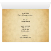 羊皮紙パターンデザインの結婚式メニュー (内部横(下))