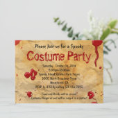 羊皮紙ヴィンテージ血の衣装パーティー 招待状 (スタンド正面)