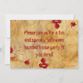 羊皮紙ヴィンテージ血の衣装パーティー 招待状 (裏面)