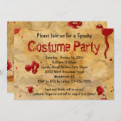 羊皮紙ヴィンテージ血の衣装パーティー 招待状 (正面/裏面)