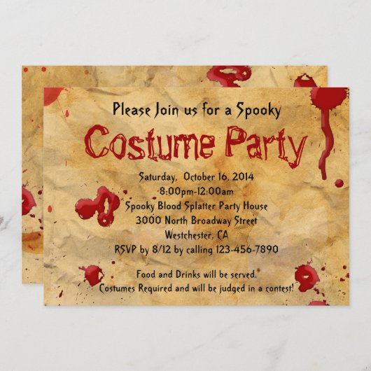 羊皮紙ヴィンテージ血の衣装パーティー 招待状