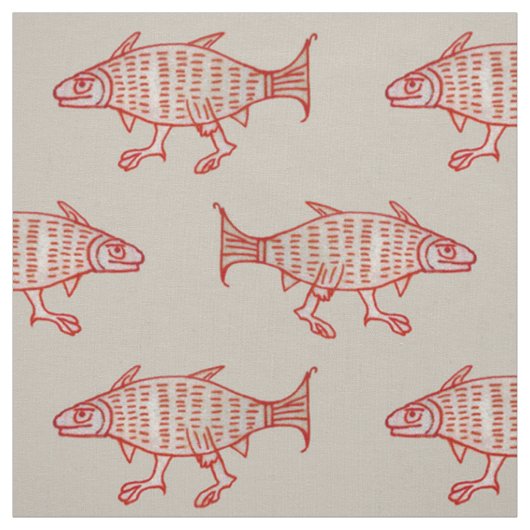 羊皮紙上の中世の歩く魚 ファブリック (見本)