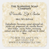 羊皮紙紙スタイルリップクリーム管ラベル スクエアシール (正面)