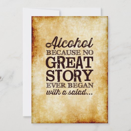 羊皮紙風5x7テーブルサイン アルコールが原因 招待状 (正面)