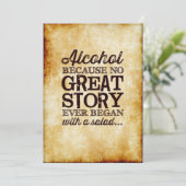 羊皮紙風5x7テーブルサイン アルコールが原因 招待状 (スタンド正面)