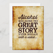 羊皮紙風5x7 テーブルサイン アルコールがあってこそ 招待状 (正面/裏面)