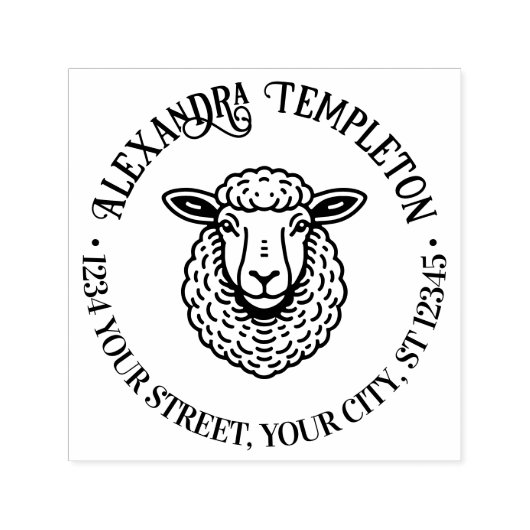 羊素朴の頭名差出人住所#1P セルフインキングスタンプ (デザイン)