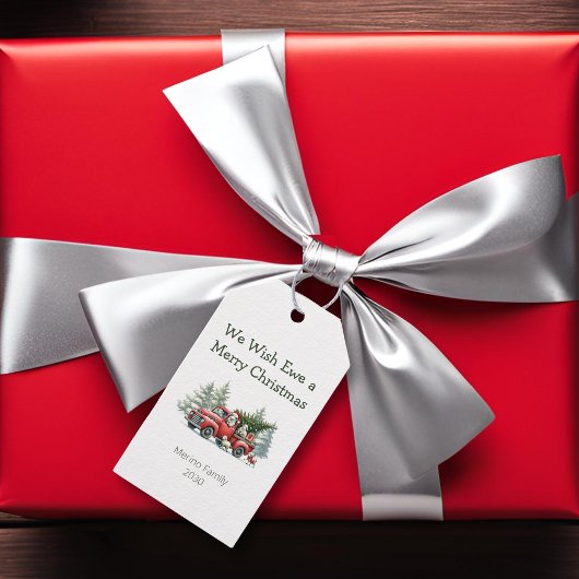 羊素朴ヴィンテージ赤トラック ギフトタグ