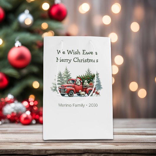 羊素朴ヴィンテージ赤トラック ミディアムペーパーバッグ