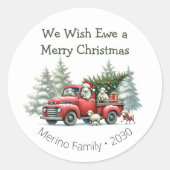 羊素朴ヴィンテージ赤トラック ラウンドシール (正面)