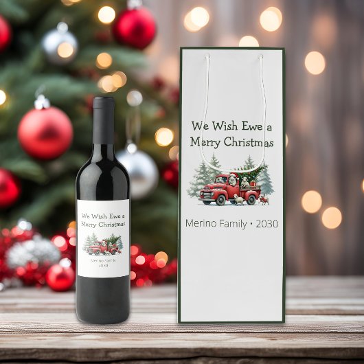 羊素朴ヴィンテージ赤トラック ワインギフトバッグ
