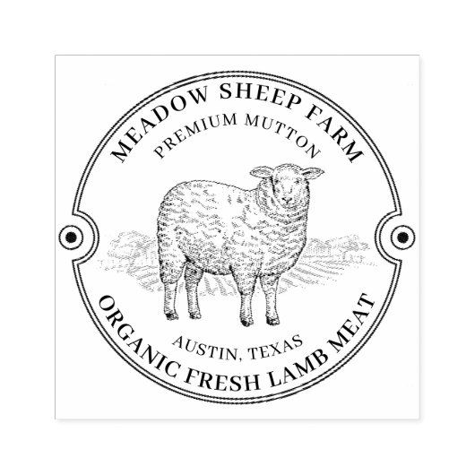 羊素朴子羊ロゴファームフィールド ラバースタンプ (インプリント)