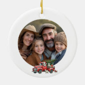 羊素朴赤トラックをテーマにした写真 セラミックオーナメント (裏面)