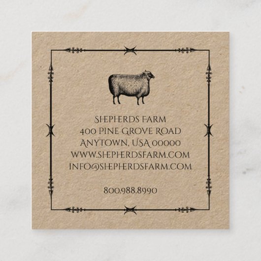 羊素朴鉄矢クラフトカスタムファームロゴ スクエア名刺 (裏面)