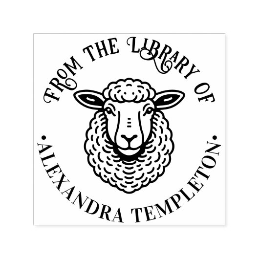 羊素朴頭書図書名#1P セルフインキングスタンプ (デザイン)