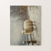 羊素朴風光明媚な冬の風景 ジグソーパズル (縦)