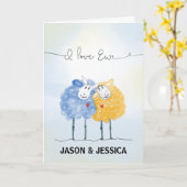 羊結婚と一緒にお洒落記念日 カード (黄色い花)