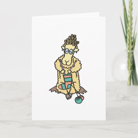 羊編み物グリーティングカード カード (正面)