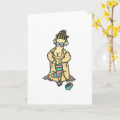 羊編み物グリーティングカード カード (黄色い花)