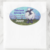 羊蔵書票 楕円形シール (バッグ)