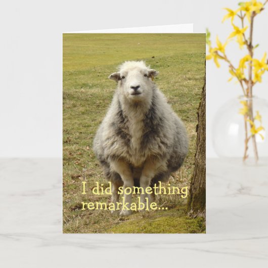 羊誕生日カード カード (黄色い花)