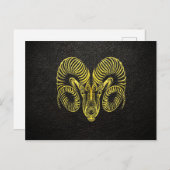 羊革の金色アリエス ポストカード (正面/裏面)