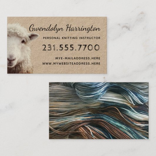 羊顔編み物ウールアーツビジネスカード 名刺 (正面/裏面)